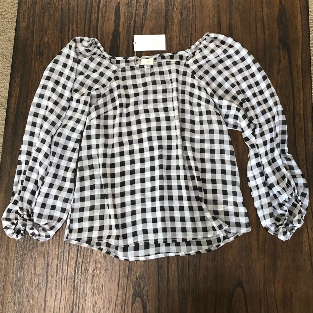 Square neck chiffon shear blouse